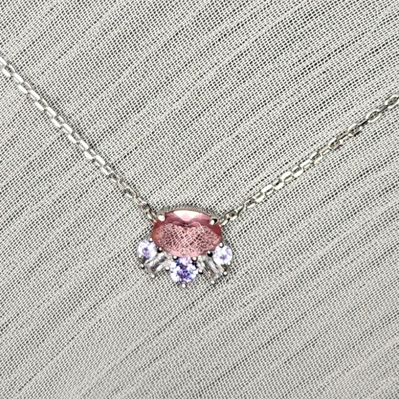 S925 Pink & Purple Stone Necklace - Picture 2 of 2